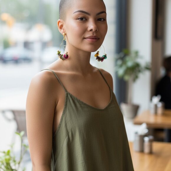 Handmade Artistic Boho Wire Art Earrings - Picture 2 of 3